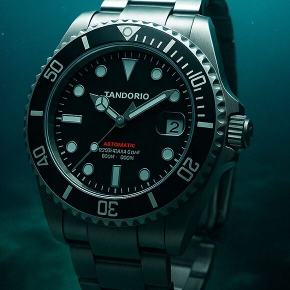 🕰️ Tandorio 43mm Men’s Watch | NH35A Movement | Sterile Dial | Silver & Black - Picture 4 of 4